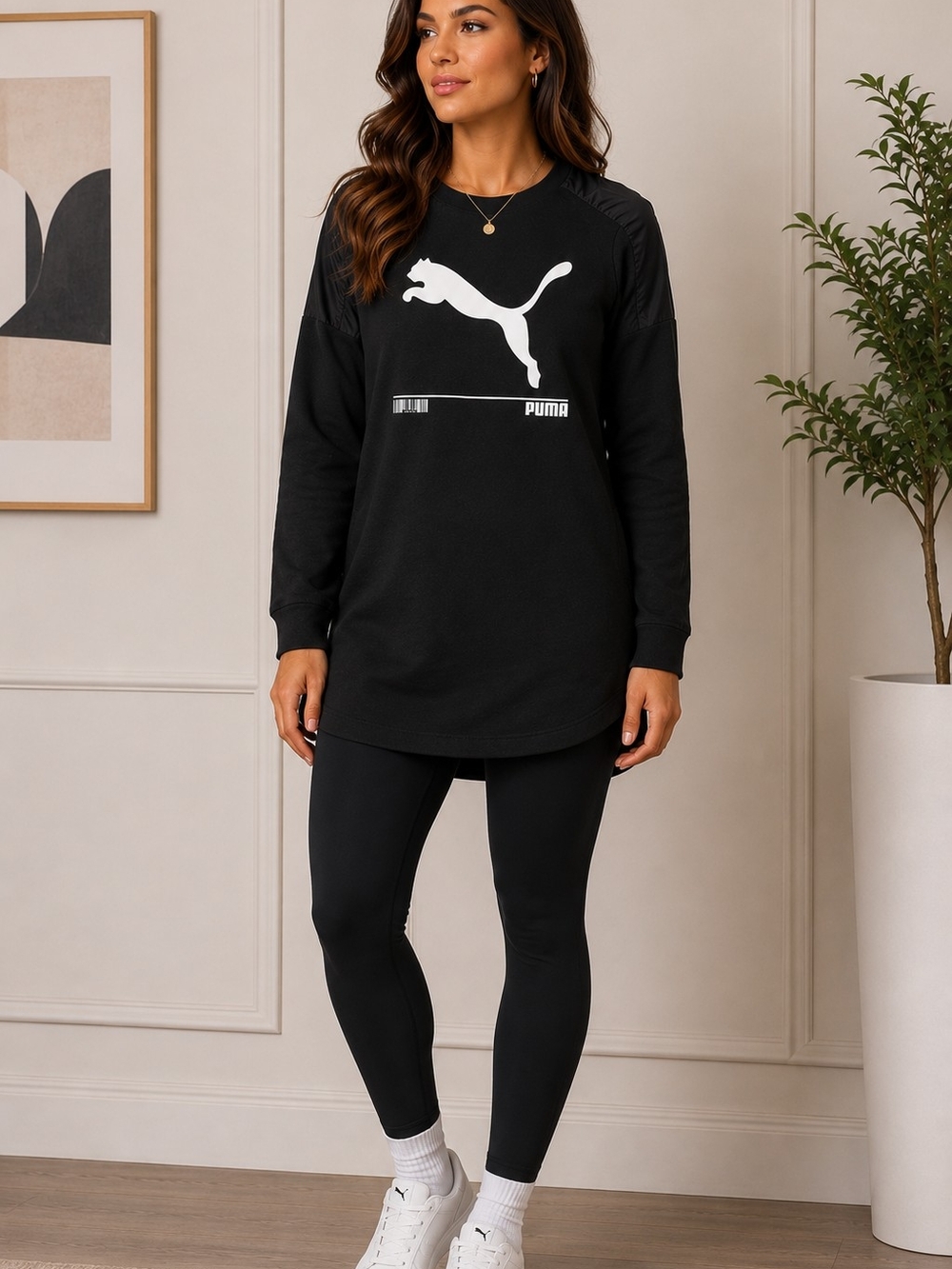 Puma Black Logo Tunic Sweatshirt